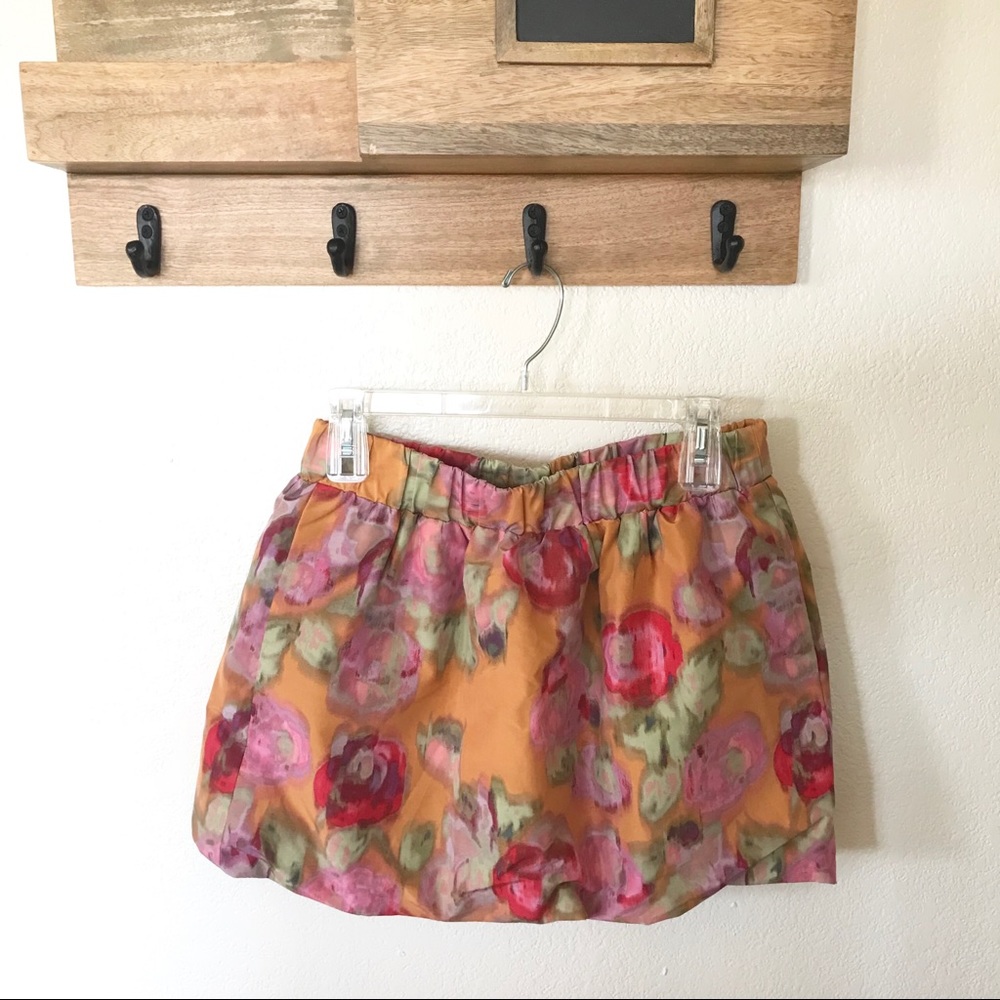 J CREW bubbled hem floral skirt